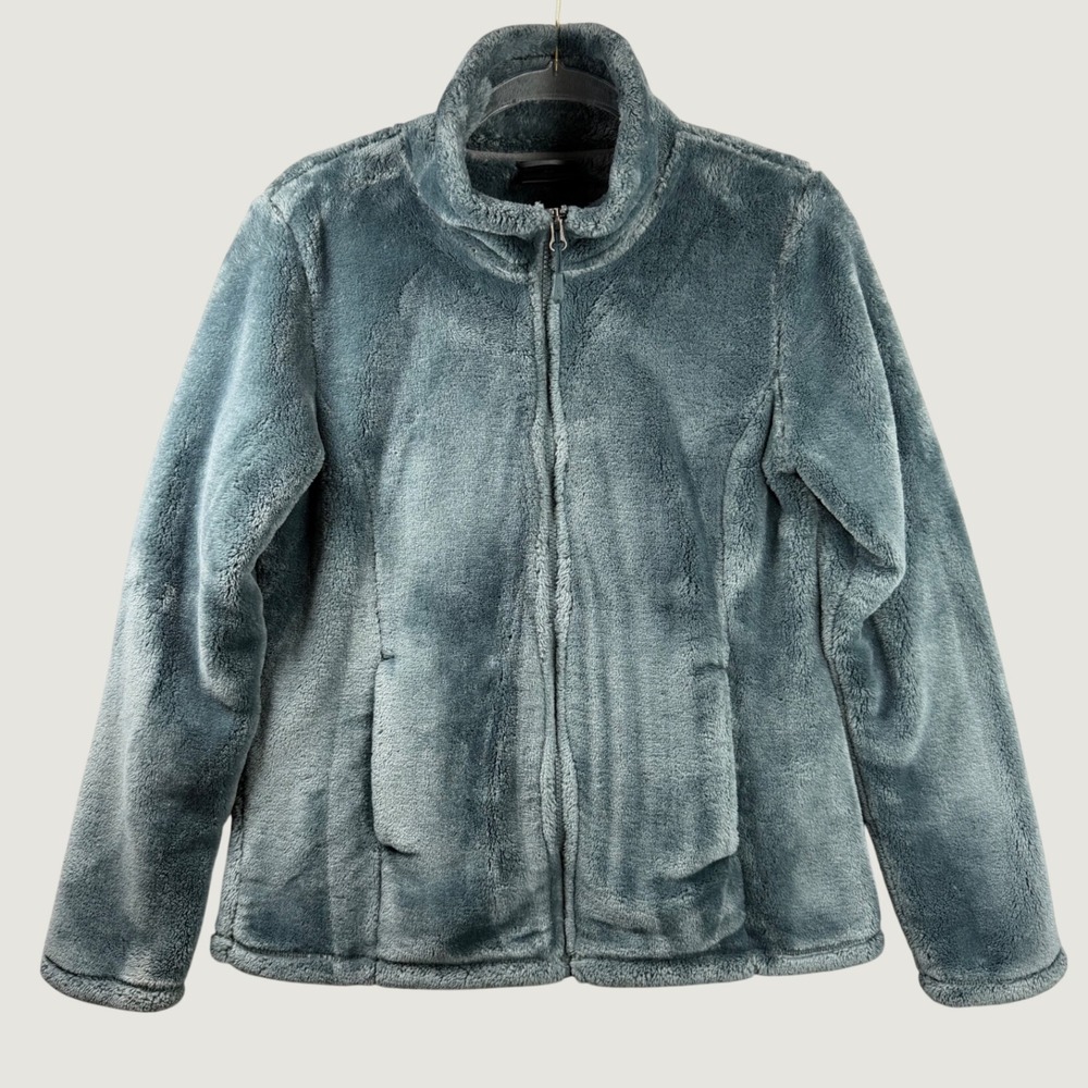 32 Degrees Heat Womens Plush Fleece Full Zip Jacket Dusty Teal Blue Grey Small